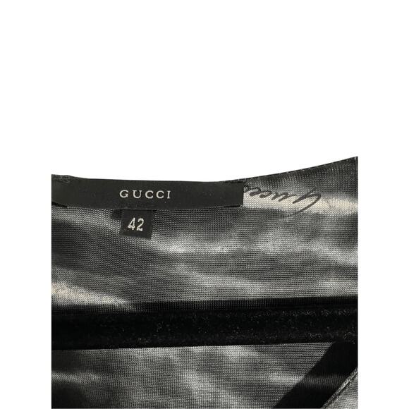 Gucci X Tom Ford Vintage S/S 2000 Abstract Print Long Sleeve V Neck Dress SZ 42 - Picture 4 of 10